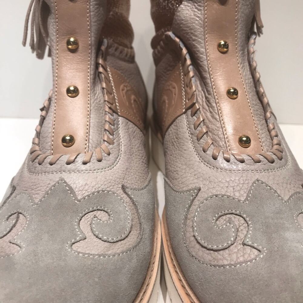 St Germain beige & taupe 1 inch sole soft leather - Picture 4 of 5